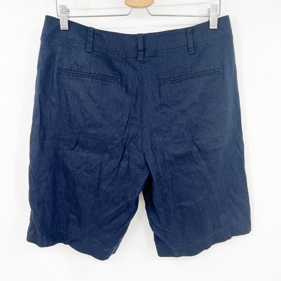 Ann Taylor‎ Womens Summer Casual Linen Blend Chino Bermuda Shorts Size 8 Navy - Picture 6 of 7